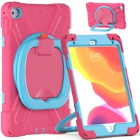 StylePro, tough shockproof kids case with rotating stand for iPad 10.2" 7th, 8th & 9th gen, pink