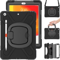 StylePro, tough shockproof kids case with rotating stand & shoulder strap for iPad 10.2" 7th & 8th gen, black